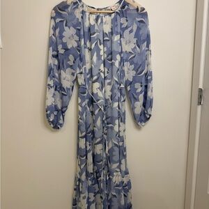 Floral Blue and White Dress